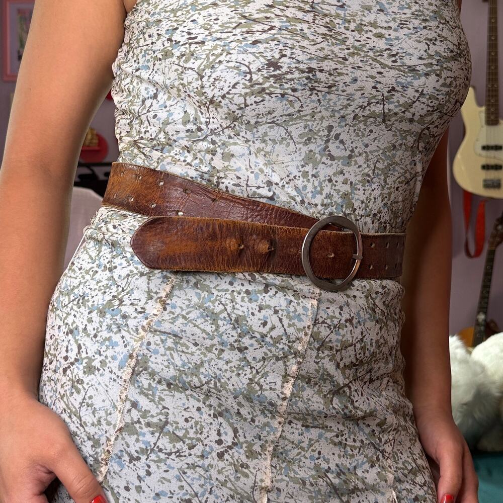 Vintage 90s / Y2K brown leather belt